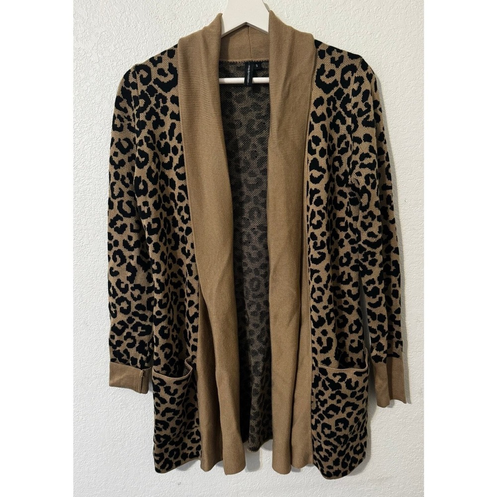 Moon‎ & Madison Women's Sweater Leopard Print Cardigan Size S Open Front Animal